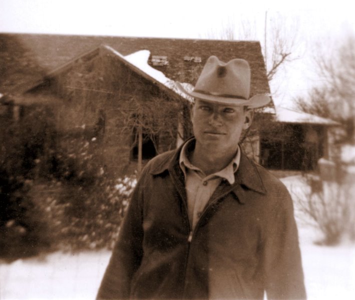 1939-01 George in the snow at the Ranch
